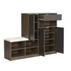 A shoe cabinet with a bench attached, shown against a white background. Voir les images du produit