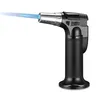 A black and silver butane torch lighter emitting a blue flame, isolated on a white background. Náhľad obrázku produktu