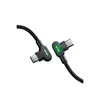 A close-up studio shot of two black USB-C cables with angled connectors and green indicator lights, set against a white background. Anteprima dell’immagine prodotto