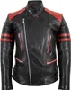 Retro Motorrad Lederjacke 80´s oldschool in schwarz / rot Produktbild-Vorschau 1
