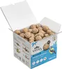 A box filled with bird food balls, with the box lid open. Produktbild-Vorschau