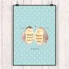 Mr. & Mrs. Panda Bild Eulen Liebe DIN A2 - Türkis Pastell - Produktbild-Vorschau 2