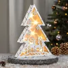 LED Holz Tanne mit Rentieren im Wald - 10 LED / 30 cm Produktbild-Vorschau 1