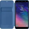 A blue flip cover case is open, revealing a smartphone screen displaying the time and date. Anteprima dell’immagine prodotto