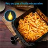 An air fryer filled with french fries sits on a wooden table with a burlap cloth. Náhľad obrázku produktu