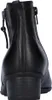 A rear view of a black leather ankle boot with a block heel and a zipper closure. Anteprima dell’immagine prodotto