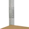 A close-up view of a corner joint of a shelving unit, showing the metal support brackets and the light gray upright post. Náhled obrázku produktu