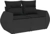 vidaXL Gartensofa mit Kissen 2-Sitzer Schwarz Poly Rattan Produktbild-Vorschau 1