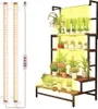 A multi-tiered plant stand with various potted plants, illuminated by grow lights. Produktbild-Vorschau