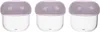 Three small, clear containers with purple lids, arranged side-by-side on a white background. Produktbild-Vorschau