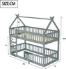 A diagram of a gray bunk bed with dimensions indicated by numbers and arrows. Náhled obrázku produktu