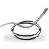 A modern, minimalist lounge chair with a curved metal frame and black accents, presented on a white background. Produktbild-Vorschau