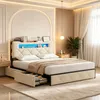 Letto matrimoniale 160 x 200 cm con LED e USB, imbottito Anteprima dell’immagine prodotto 1