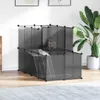 vidaXL Klec pro malá zvířata černá 142x74x93 cm PP a ocel Náhled obrázku produktu 2