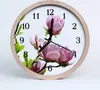 Holzuhr 30fi cm wanduhr - Magnolia Blume Blumen Produktbild-Vorschau 1