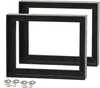Two black rectangular frames are shown against a white background, with four small metal mounting brackets and screws in the bottom left corner. Produktbild-Vorschau