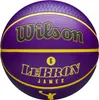 A purple and yellow basketball with the Wilson and LeBron James branding. Produktbild-Vorschau