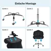 A collage of four images showing the steps to assemble an office chair. Produktbild-Vorschau