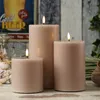 LED Stumpenkerze MIA - Echtwachs - realistische 3D Flamme - H: 20cm - D: 10cm - altrosa Produktbild-Vorschau