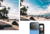 Collage of a beach scene and a sport camera. Produktbild-Vorschau