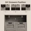 Diagram showing different configurations for assembling drawers in a cabinet. Produktbild-Vorschau