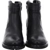 A pair of black leather ankle boots are shown from the front against a white background. Náhled obrázku produktu