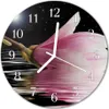 Glasuhr Wanduhr Küchenuhr Echt-Glas 30fi cm Magnolie Blüte Produktbild-Vorschau 1
