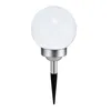 A single solar garden light with a spherical white top and a pointed stake. Náhled obrázku produktu