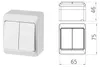 Wandmontageschakelaar voor inbouwspots, wit, IP44, HERMES Productafbeelding-voorbeeld 3
