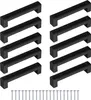 A product shot of black cabinet handles and screws. Podgląd zdjęcia produktu