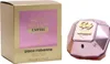 Lady Million Empire von Paco Rabanne im diamantförmigen, roségoldenen Flakon, daneben goldene Verpackung mit pinkem Design und Produktdetails. Podgląd zdjęcia produktu