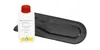 A bottle of oil and a black accessory are placed on a white background. Produktbild-Vorschau