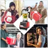 A collage of images showing people receiving and giving gifts, and a blender with fruit inside. Produktbild-Vorschau