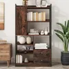 Libreria Sweiko, libreria a 6 ripiani con ante e cassetti Anteprima dell’immagine prodotto 2