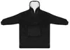 A black hooded blanket sweatshirt with a large front pocket is laid flat against a white background. Produktbild-Vorschau