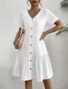 ASKSA Femme Robe d'été Bouton Down Robe en lin Robe de Voir les images du produit 5
