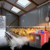 A diesel heater is shown in a chicken coop with young chicks during winter. Voir les images du produit