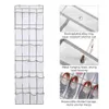 A collage of images showcasing a hanging shoe organizer with details about its construction and capacity. Náhled obrázku produktu