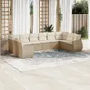 10-tlg. Garten-Sofagarnitur mit Kissen Beige Poly Rattan Produktbild-Vorschau 1