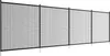 A long, segmented pool fence made of black metal frames and gray mesh material, standing on a white background. Náhľad obrázku produktu