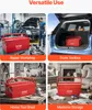 Collage of four images showing a red toolbox in different settings: a repair workshop, the trunk of a car, a home tool shed, and a room for medicine storage. Podgląd zdjęcia produktu
