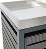 A close-up view of the top corner of a trash can enclosure with a stainless steel top. Náhľad obrázku produktu