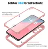 An exploded view of a phone case showing its two parts and the phone it protects. Produktbild-Vorschau