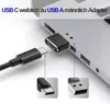 A USB-C to USB-A adapter is shown connected to a laptop port, with a USB-C cable nearby. Produktbild-Vorschau