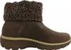 A side view of a brown Skechers boot with a knitted cuff. Voir les images du produit