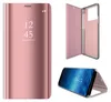 A collage of images showing a rose gold phone case from different angles, including one showing the case open and another showing a phone inside the case. Produktbild-Vorschau