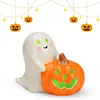 Espíritu de cerámica con LED y calabaza, blanco, decoración Vista previa de la imagen del producto 1