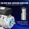 Close-up of an electric motor with a diagram showing shaft dimensions and text highlighting dual rotation direction. Anteprima dell’immagine prodotto