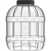 A clear studio shot of a transparent plastic jar with a black lid. Produktbild-Vorschau