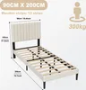 A diagram showing the dimensions and features of a bed frame. Produktbild-Vorschau